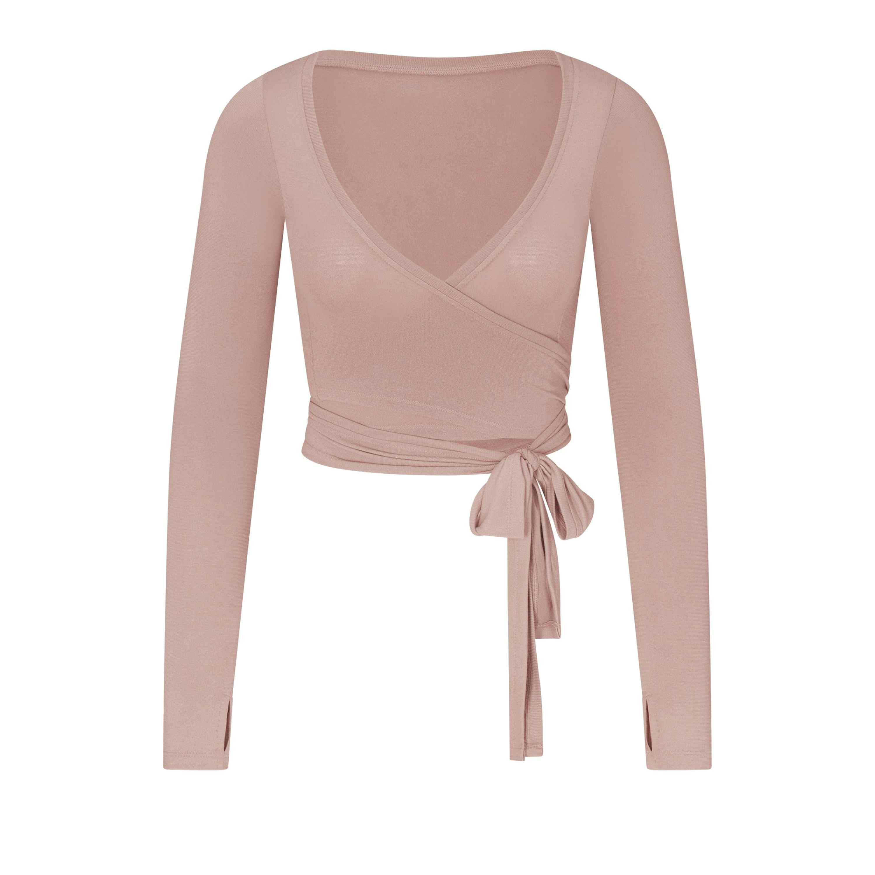 Wrap long sleeve cropped top