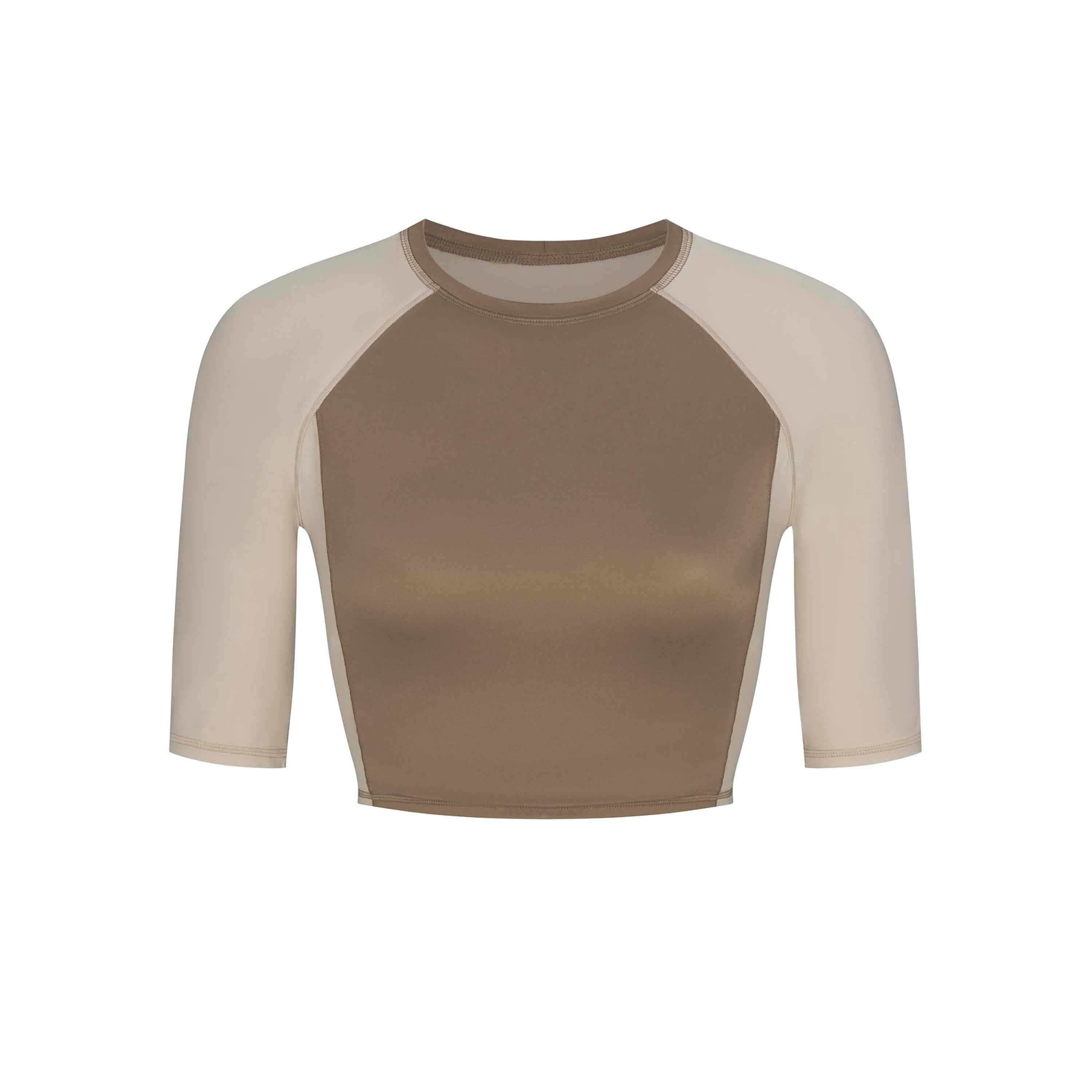 PADDED HALF SLEEVE CROP TOP